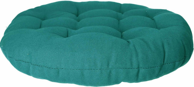 Atmosphera Tuinstoelkussen - petrol groen - katoen - 38 x 38 x 6.5 cm - wicker zitkussen rond
