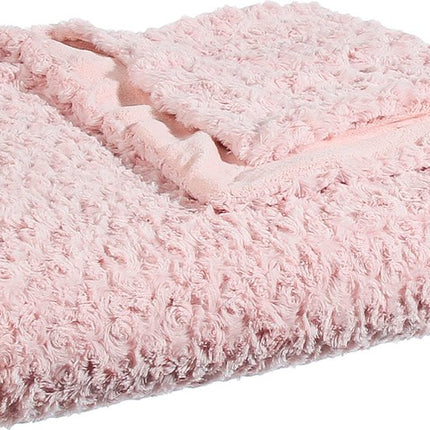 Atmosphera Sprei/deken/plaid - lichtroze - polyester - 230 x 180 cm - geknoopt motief