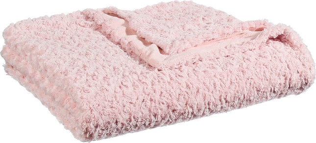 Atmosphera Sprei/deken/plaid - lichtroze - polyester - 230 x 180 cm - geknoopt motief
