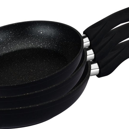 3-delige Royalty Line Pannenset met Marmercoating - zwart
