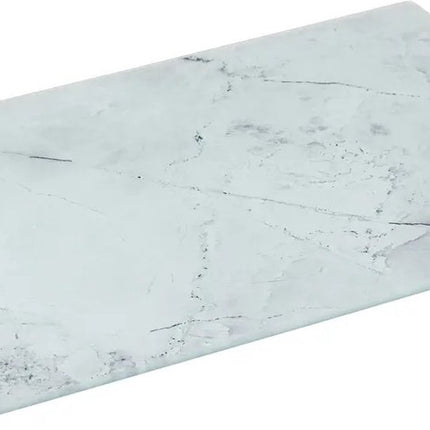 5Five snijplank/serveerplank van glas - rechthoek - wit met marmer print - 30 x 20 cm