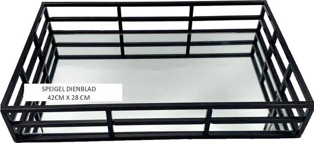 Luxe Spiegel Dienblad Zwart| antislip| 42*28cm