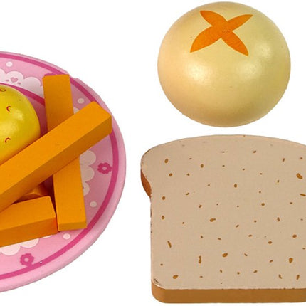 Houten Magnetron Speelgoed - Keuken Accessoires Set met Eten - Educatief Kookspeelgoed - Duurzaam Houten Speelgoed - Keukenset - Kippenbout