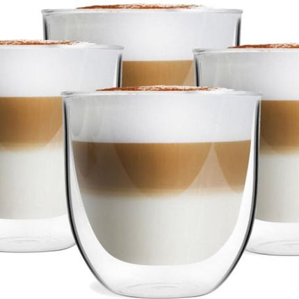 Vivalto dubbelwandige koffieglazen/theeglazen - 6x stuks - Borosilicaat glas - 246 ml