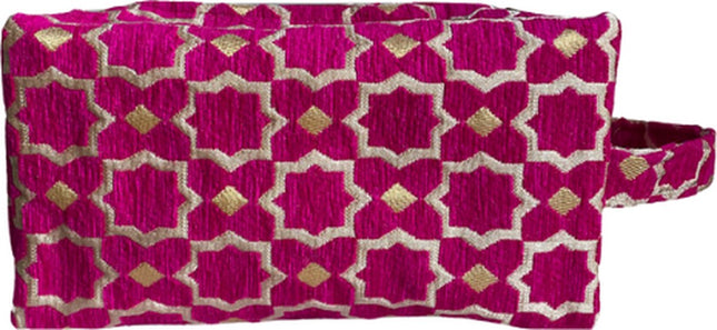 Luxe Toilettas Pouch met Oosters Patroon - Handige Reis Make-up Tas - Compacte Reistas voor Toiletries - Roze