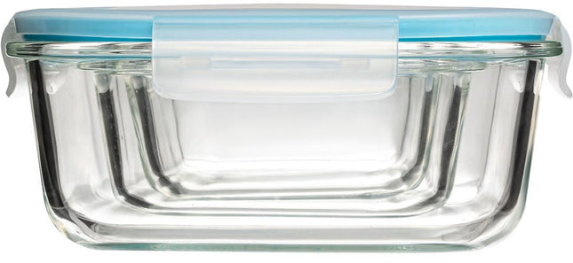 5Five Vershoudbakjes met deksel - glas - set 3x stuks - 330/530/1180 ml - luchtdicht - met clips