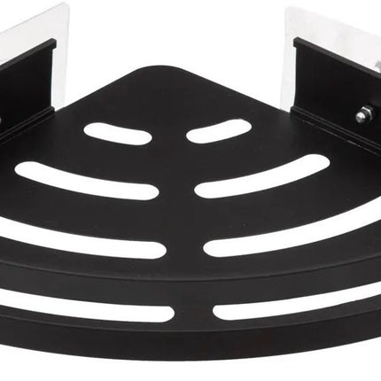 5Five Badkamer hoek organizer - zwart - metaal - zeep bakje met haakjes - 23 x 23 cm - douche rekje