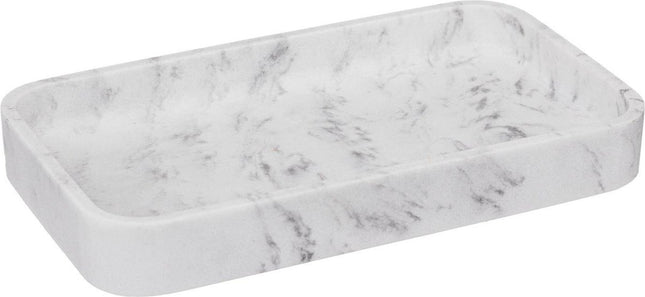 Kleine decoratieve dienblad voor de badkamer, marmer patroon, 19,2 x 11,3 x 2,5 cm
