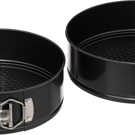 5Five taarten bakken bakvorm/spring vorm/bakgerei - zwart - metaal - Dia 24 en 22 cm - 2 delig
