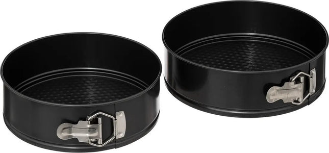 5Five taarten bakken bakvorm/spring vorm/bakgerei - zwart - metaal - Dia 24 en 22 cm - 2 delig