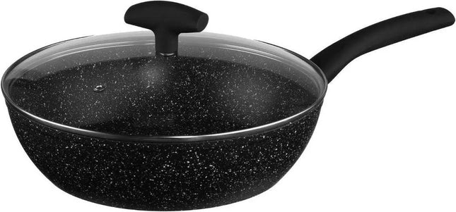 Secret de Gourmet - Hapjespan met deksel - Alle kookplaten/warmtebronnen geschikt - zwart - Dia 28 cm