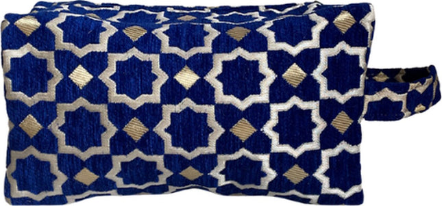 Luxe Toilettas Pouch met Oosters Patroon - Handige Reis Make-up Tas - Compacte Reistas voor Toiletries - Blauw