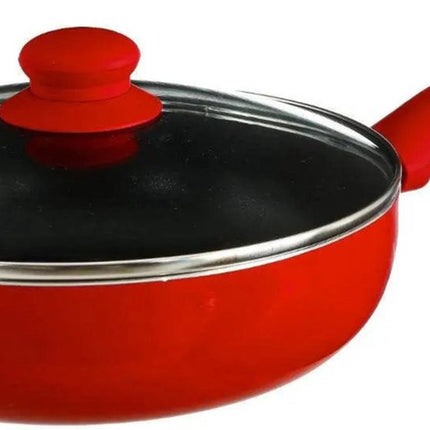 Secret de Gourmet - Hapjespan met deksel - Alle kookplaten/warmtebronnen geschikt - rood/zwart - Dia 24 cm