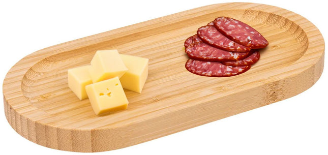 5Five Serveerplankje voor hapjes/fingerfood - 20 x 10 cm - bamboe hout - borrelplank - tapasplank