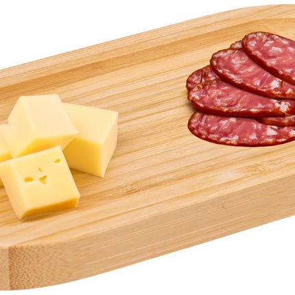 5Five Serveerplankje voor hapjes/fingerfood - 4x - 20 x 10 cm - bamboe hout - borrelplank - tapasplank