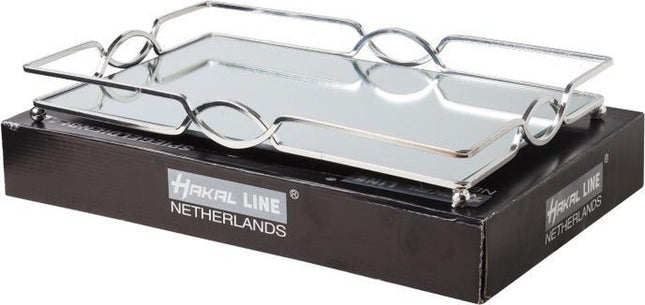 Spiegel dienblad rechthoek zilver metaal - 32cm x 21cm