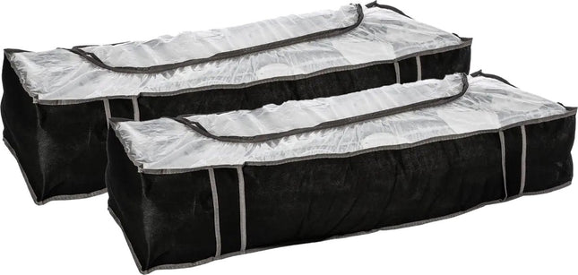 5Five Opberghoes/beschermhoes dekens en kussens - 2x - zwart/grijs - 100 x 45 x 20 cm