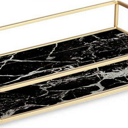 Dienblad Marmer Zwart Gouden Metaal Glas (25 x 4 x 15 cm)