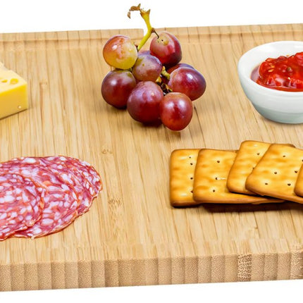 5Five Serveerplankje voor hapjes/fingerfood - 30 x 30 cm - bamboe hout - borrelplank - tapasplank