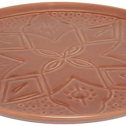 Terracotta Bord 27 cm - Set van 2 - Dinerborden met Gegraveerde Bloemmotieven - Eetborden - Borden -