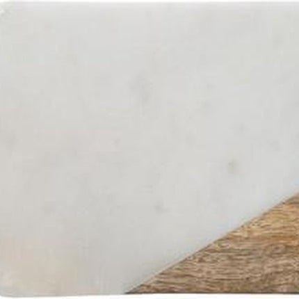 Serveerplank in Wit Marmer en Mangohout 30 x 15 cm | Snijplank marmer
