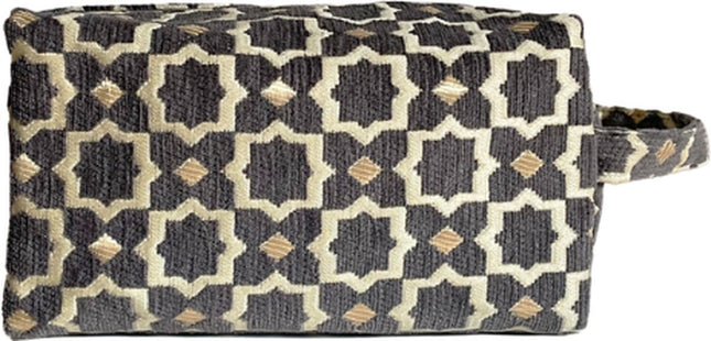 Luxe Toilettas Pouch met Oosters Patroon - Handige Reis Make-up Tas - Compacte Reistas voor Toiletries - Grijs