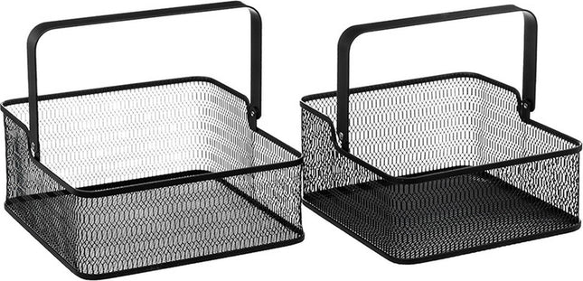5Five Zwarte metalen mandjes 2 stuks