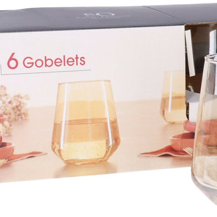 Secret de Gourmet Drinkglazen Olga Crystal - 12x stuks - amber glas - 450 ml - H11 cm - waterglazen - Sapglazen
