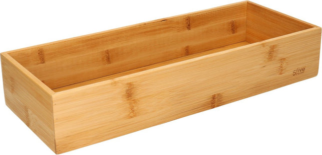 5Five Bestekbak/keuken organizer - Set van 4x stuks - 1-vaks - Tidy Smart - bamboe hout - 38 x 15 x 7 cm