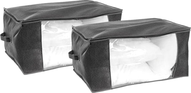5Five Opberghoes/beschermhoes - 2x - dekbedden/kussens - grijs - 60 x 45 x 30 cm - dekbedhoes