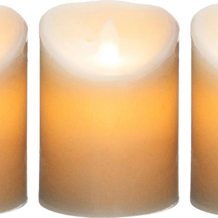 Atmosphera Led stompkaarsen - 3x stuks - Warm licht - Wit
