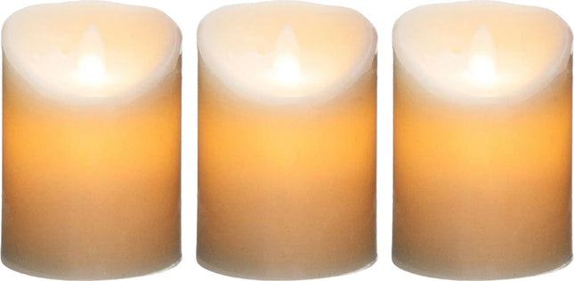 Atmosphera Led stompkaarsen - 3x stuks - Warm licht - Wit