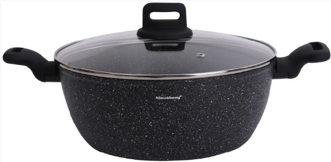Klausberg 7672 - Zwart Marmeren kookpan - 28 cm - zwart - met deksel