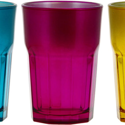 CERVE - HOLLYWOOD WATERGLAS SET3 38CL TURQUOISE-FUSCHIA-YELLOW,