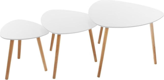 Atmosphera Créateur d'intérieur® koffietafel in set van 3 - salontafel - wit - hout - eik - woonkamer living