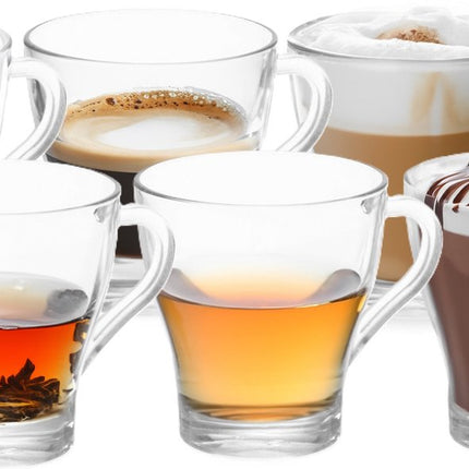 Vivalto Design Koffie/thee glazen met oor - set 6x stuks - transparant glas - 280 ml