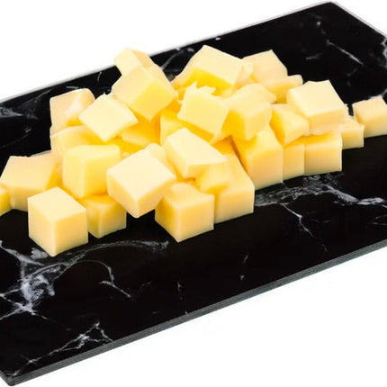 5Five snijplank/serveerplank van glas - rechthoek - zwart met marmer print - 30 x 20 cm