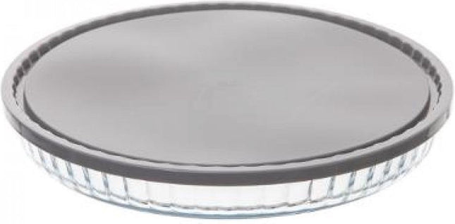 Glazen bakvorm/bakblik/ovenschaal - rond 27,5x3,5cm - oven/magnetron/koelkast/diepvriezer/vaatwasserbestendig - met deksel