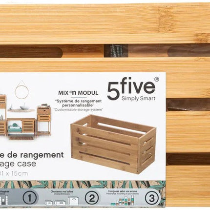 5Five Fruitkisten opslagbox - 2x - open structuur - lichtbruin - hout - L31 x B15 x H15 cm - Decoratie huis en tuin - Kisten/kistjes