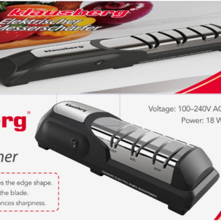 Klausberg Elektrisch Messenslijper - Diamant Slijpsteen - 3-Staps Slijpsysteem - Voor Keuken- en Sportmessen - KB-7945