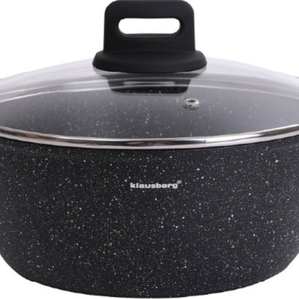Klausberg 7671 - Zwart Marmeren kookpan - 24 cm - zwart - met deksel