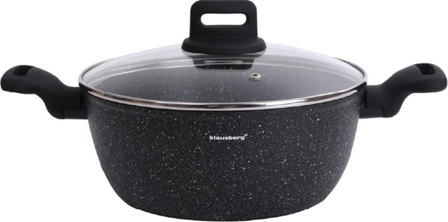 Klausberg 7671 - Zwart Marmeren kookpan - 24 cm - zwart - met deksel