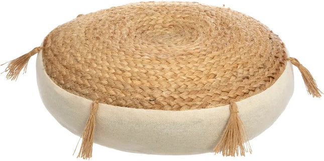 Atmosphera Vloerkussen Rituals - beige - jute/katoen - 38 x 8 cm - Extra dik rond grond zitkussen/matraskussen