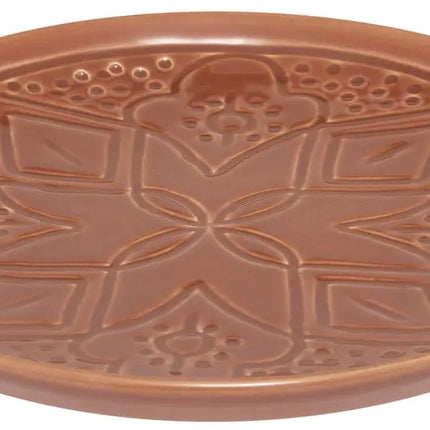 Sienna Dessertbord Terracotta 20 cm - Aardewerk Bordje met Bloemopdruk - Klein Bord - Taartbordje