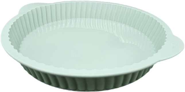 Siliconen taartvorm rood Ø 24CM | siliconen bakvorm | Groen | Quichevorm | Boterkoekvorm | Siliconen Taart Bakvorm | cakevorm met handgrepen | cakevormen | gegroefde taartvorm | anti-aanbaklaag | voor oven en magnetron SILITART-PRO