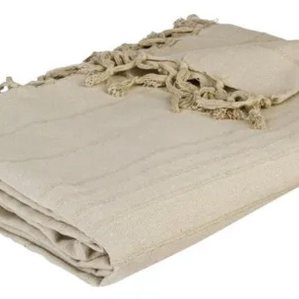 Beige linnen katoenen bedsprei 160 x 220 cm