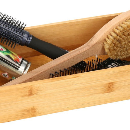 5Five Bestekbak/keuken organizer - Set van 4x stuks - 1-vaks - Tidy Smart - bamboe hout - 38 x 15 x 7 cm