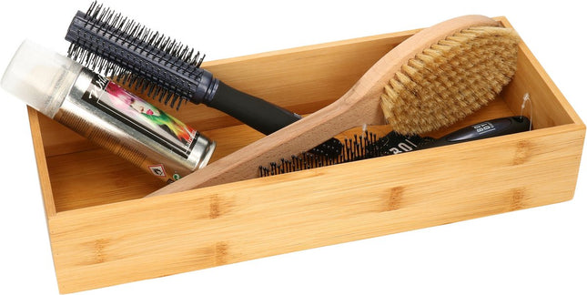 5Five Bestekbak/keuken organizer - Set van 4x stuks - 1-vaks - Tidy Smart - bamboe hout - 38 x 15 x 7 cm