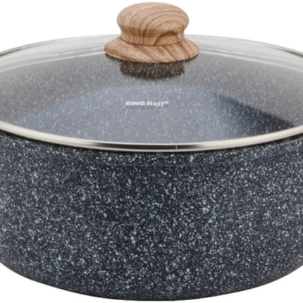 KingHoff KH-1985 4.0 Liter Frituur Pan met Mand - Marmer Non-Stick - Geschikt voor Alle Kookplaten Inclusief Inductie - 24 cm - Frituurpan met Korf - Friteuse