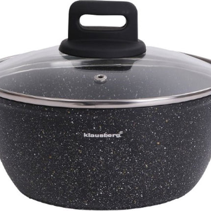 Klausberg 7670- Zwart Marmeren kookpan - 20 cm - zwart - met deksel